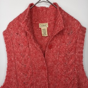 エルエルビーン　ケーブル　ニットベスト　セーター　アラン　無地　ピンク　M