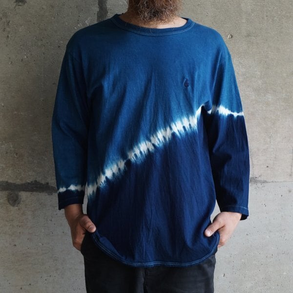 devadurga メンズ tシャツ 七分袖 泥染め 藍染め BOUNDARY 7/S CUT SEW