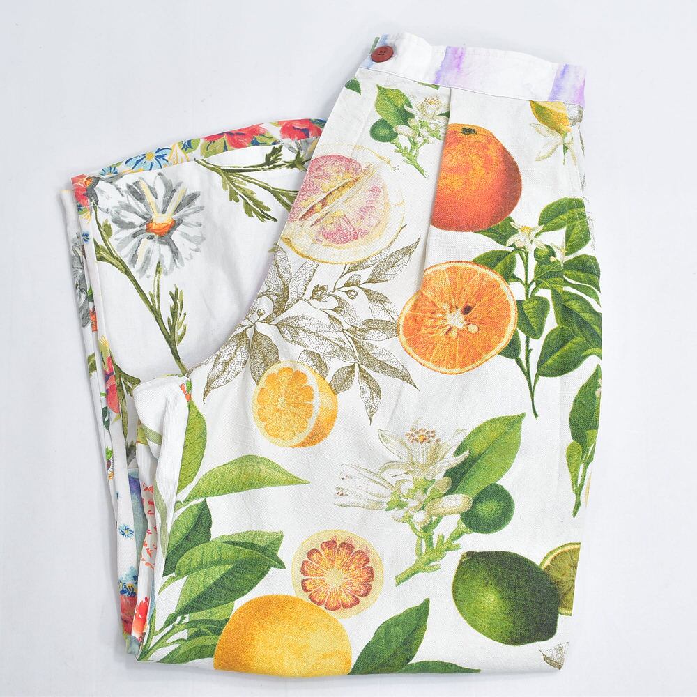 Remakeリメイク ヴィンテージ テキスタイル パッチワーク デザイン 再構築 ワイド ルーズシルエット バギーパンツ ツギハギ 古着 裏地付き レディースW71~88cm