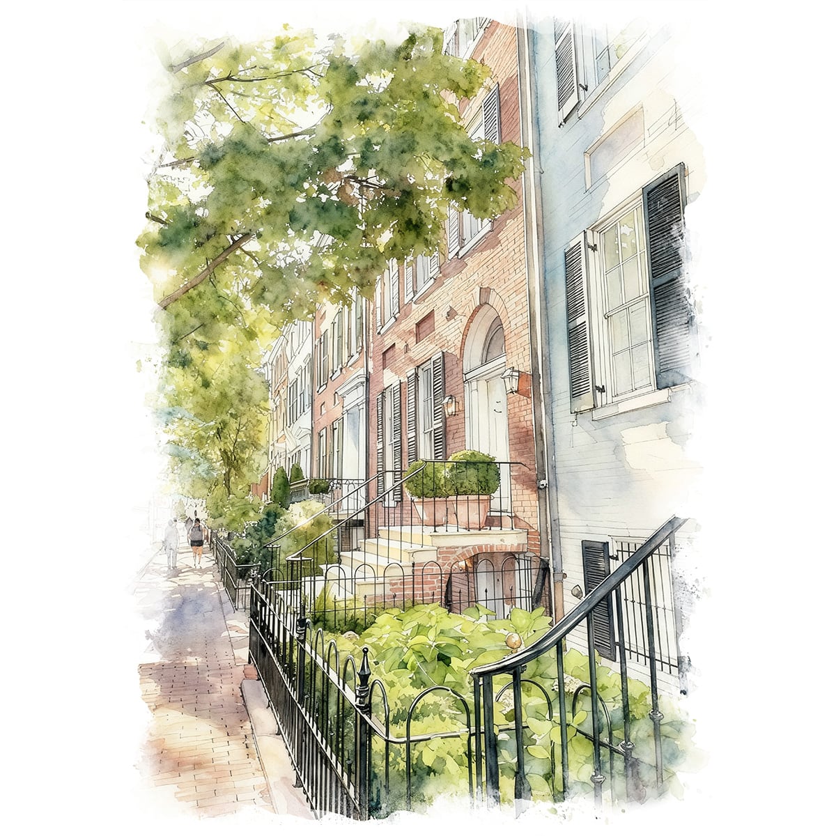 絵画 アメリカ 風景画 ワシントンD.C. ジョージタウン大学にある家