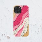 受注生産 iPhoneケース ピンクとゴールドの流線マーブル｜抽象アート MARB054A