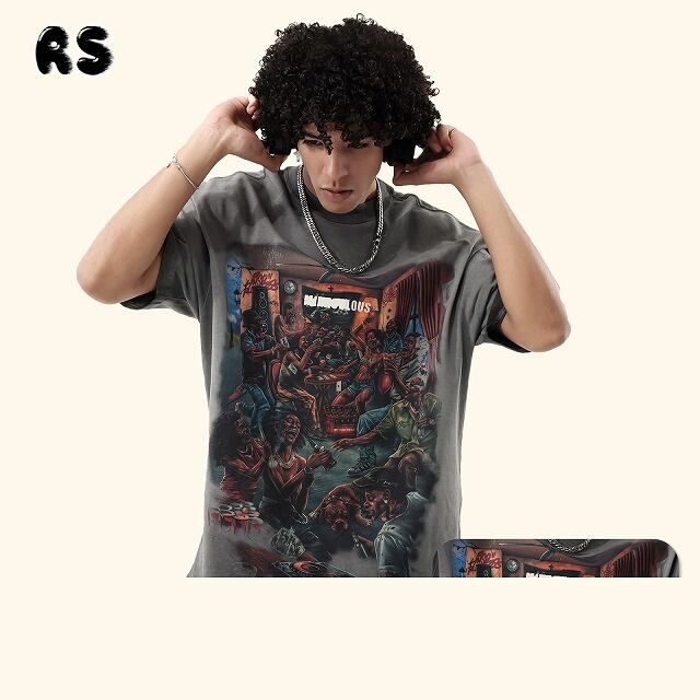 ヴィンテージ加工 グラフィック オーバーサイズ 半袖Tシャツ メンズ