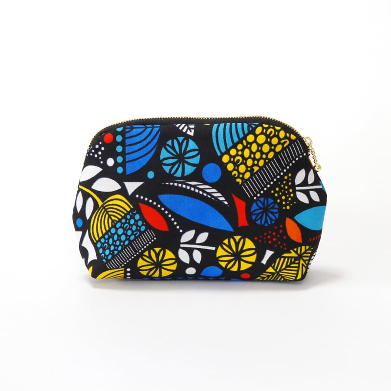 アフリカ布のラウンドポーチ（アフリカンプリント）化粧ポーチ ギフト