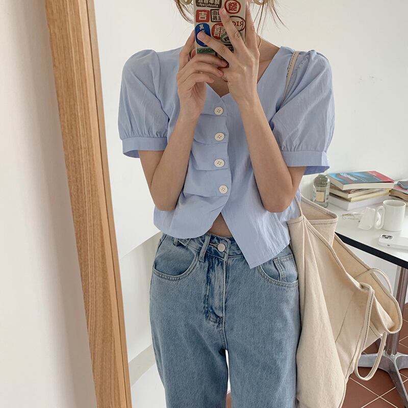 シャツ ジャケット サマースタイル薄手カラー 夏物 スクウェア ビッグFスモールZ韓国44422756493