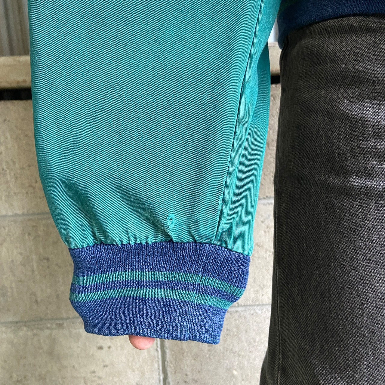 90年代 LUNA PIER ”Old Lady” ワンポイントロゴ刺繍 デニムスタジャン 
