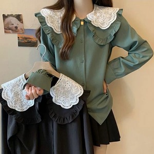 【L-4XL】2色展開 デザインカラー ブラウス