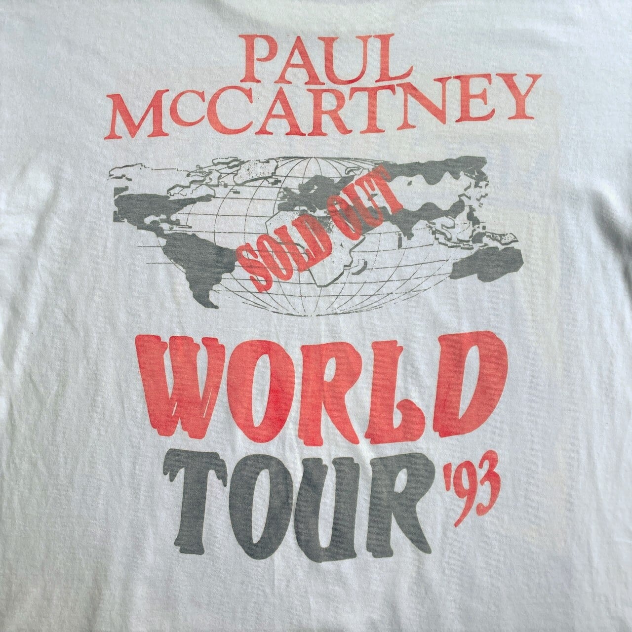 Vintage Rock Item ヴィンテージロックアイテム Tシャツ サイズ：L Paul McCartney ポール・マッカートニー THE NEW WORLD TOUR BROCKUMボディ USA製 ブロッカム アメリカ製 90s ホワイト 白 トップス 半袖 クルーネック シングルステッチ シンプル ブランド【メンズ】