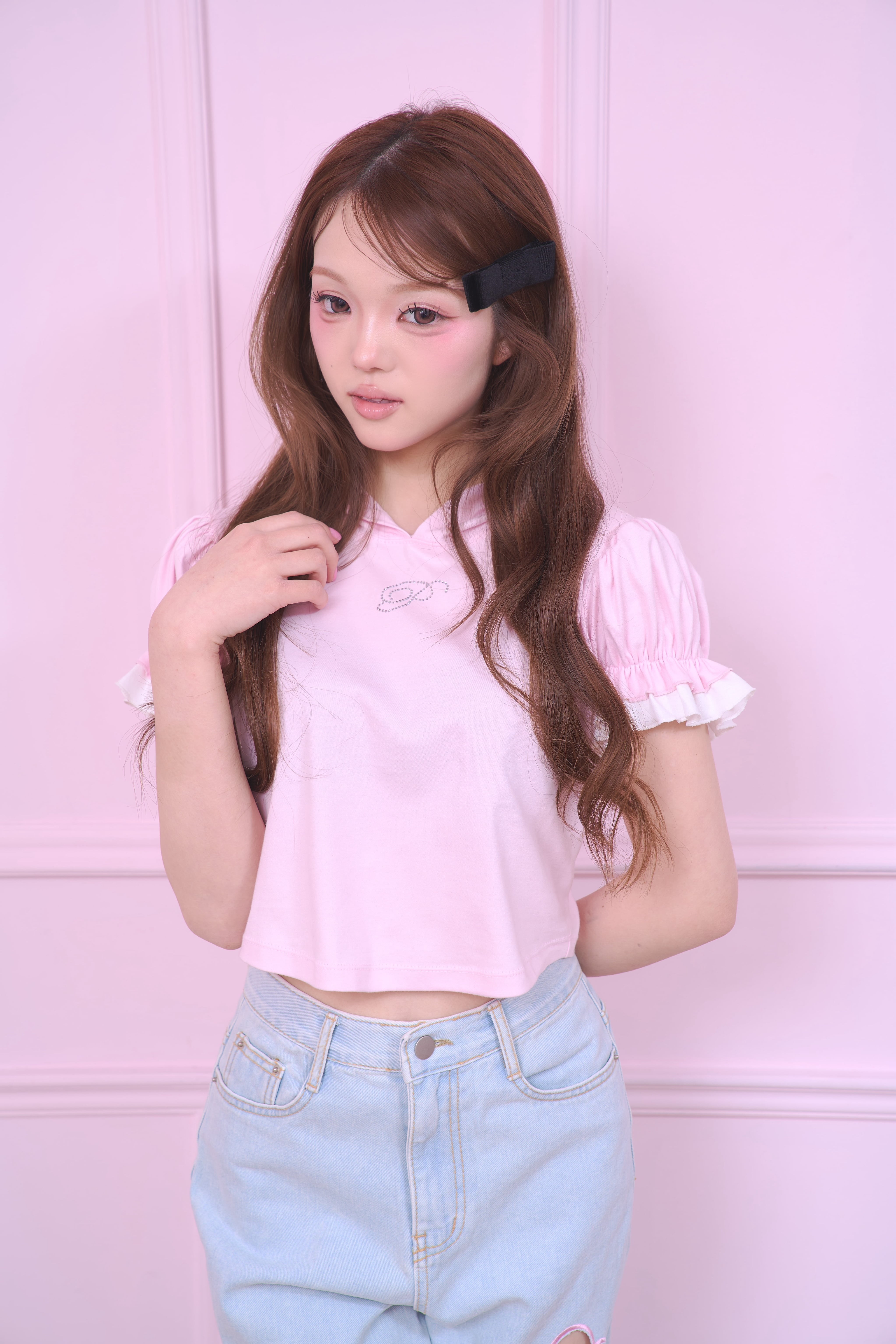 twinkle frill hoodie tops〈baby pink〉 | PRIMAVELY