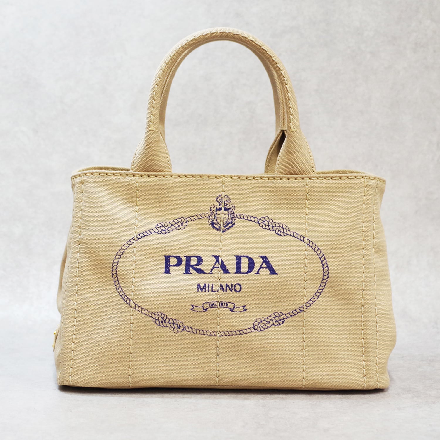 プラダPRADA★カナパ★S★ビジュースタッズ★ボルドー★キャンバストート