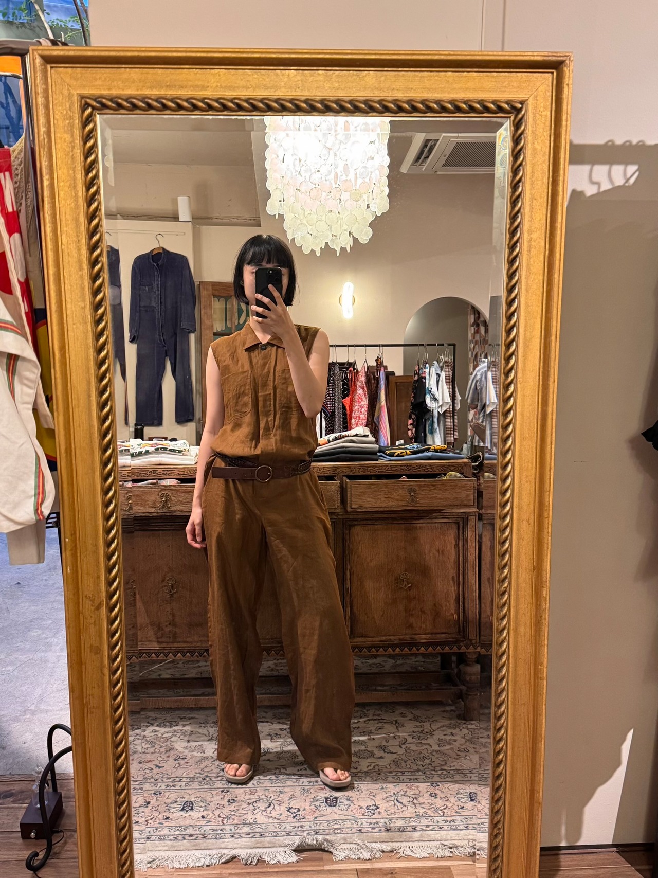 Max Mara made in Italy ブラウンリネンオールインワン