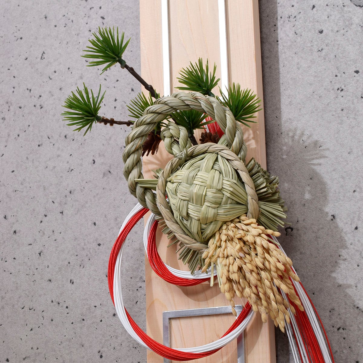限定2点】芍薬×ピンポンマムの瓢箪型お正月しめ縄飾り//福寿 - リース