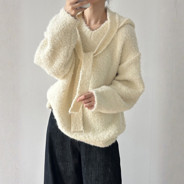 ボアタッチVネックニットプルオーバー　12097