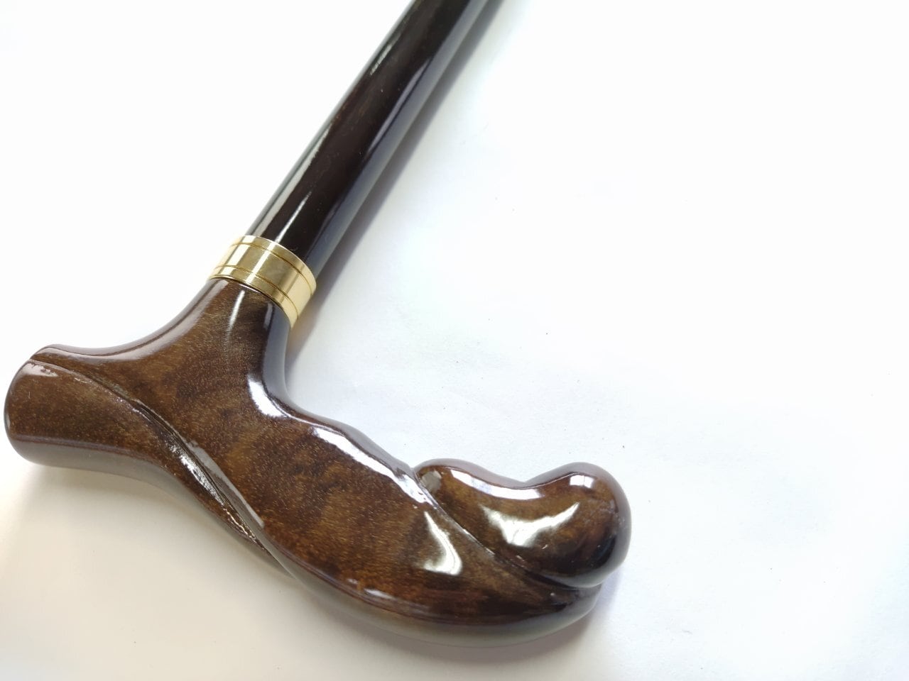 木製ハンド型一本杖 こげ茶 型番18 | 飯田のステッキ