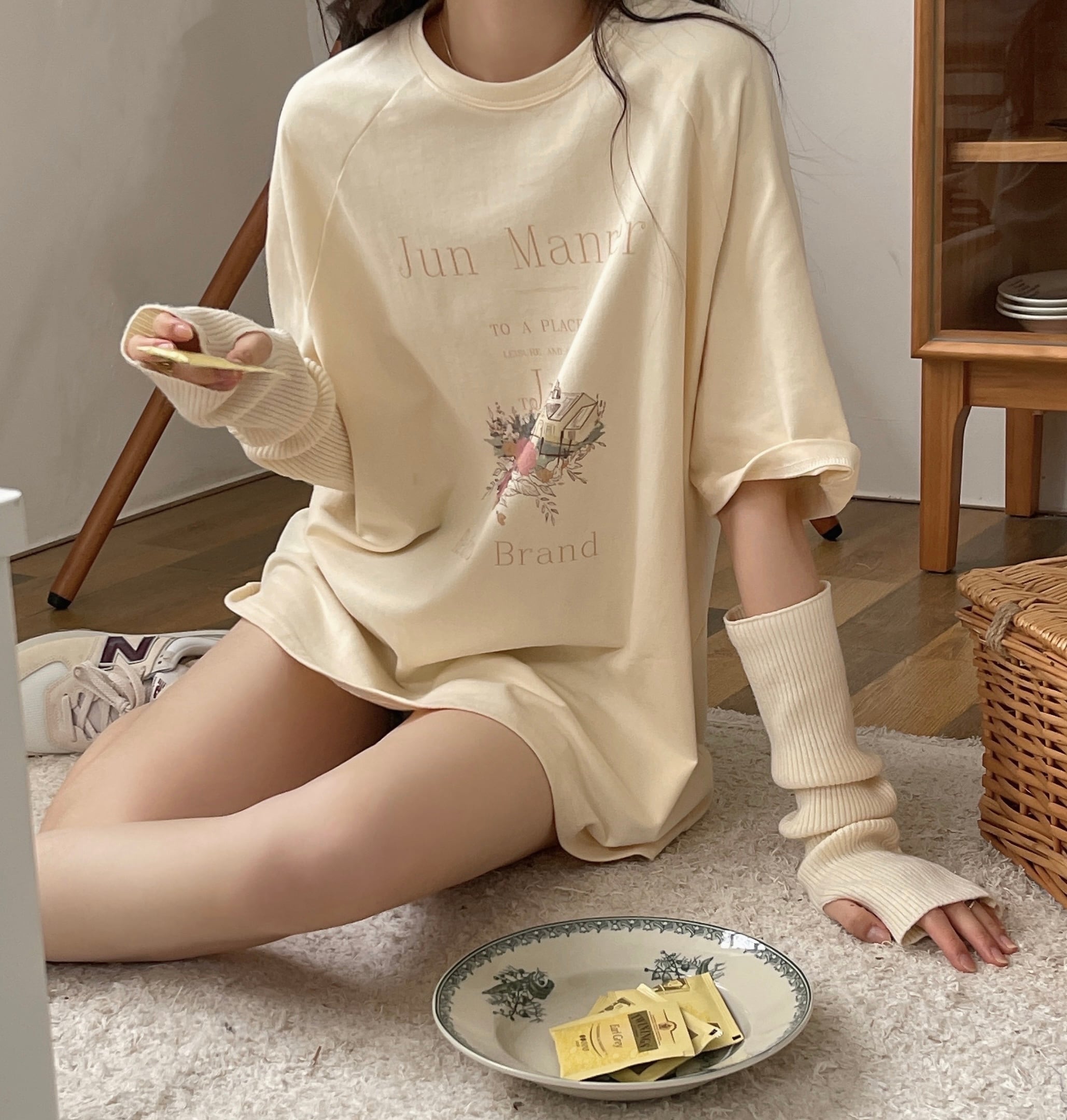 Tシャツ(半袖+袖なし) vintage t トップス Tシャツ 袖あり 半袖 ラウンドネック クルーネック 襟なし