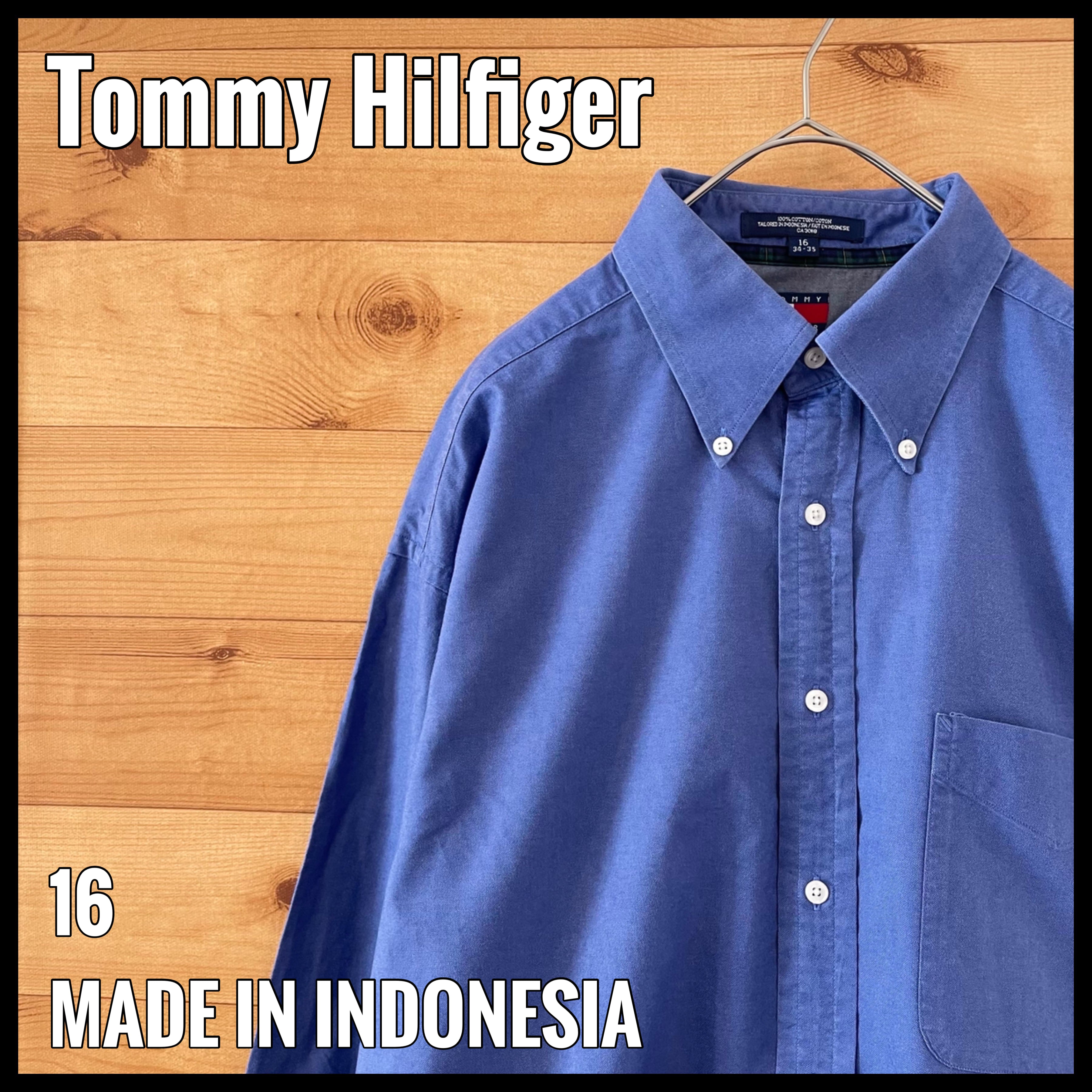 Tommy Hilfiger】90s 長袖シャツ フラッグタグ 刺繍ロゴ ボタンダウン