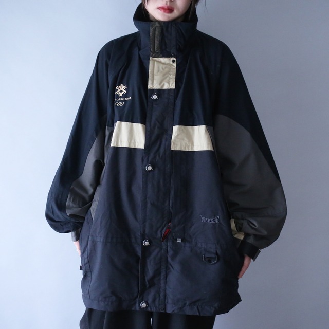 "02 salt lake olympic" good coloring pattern over silhouette mountain jacket