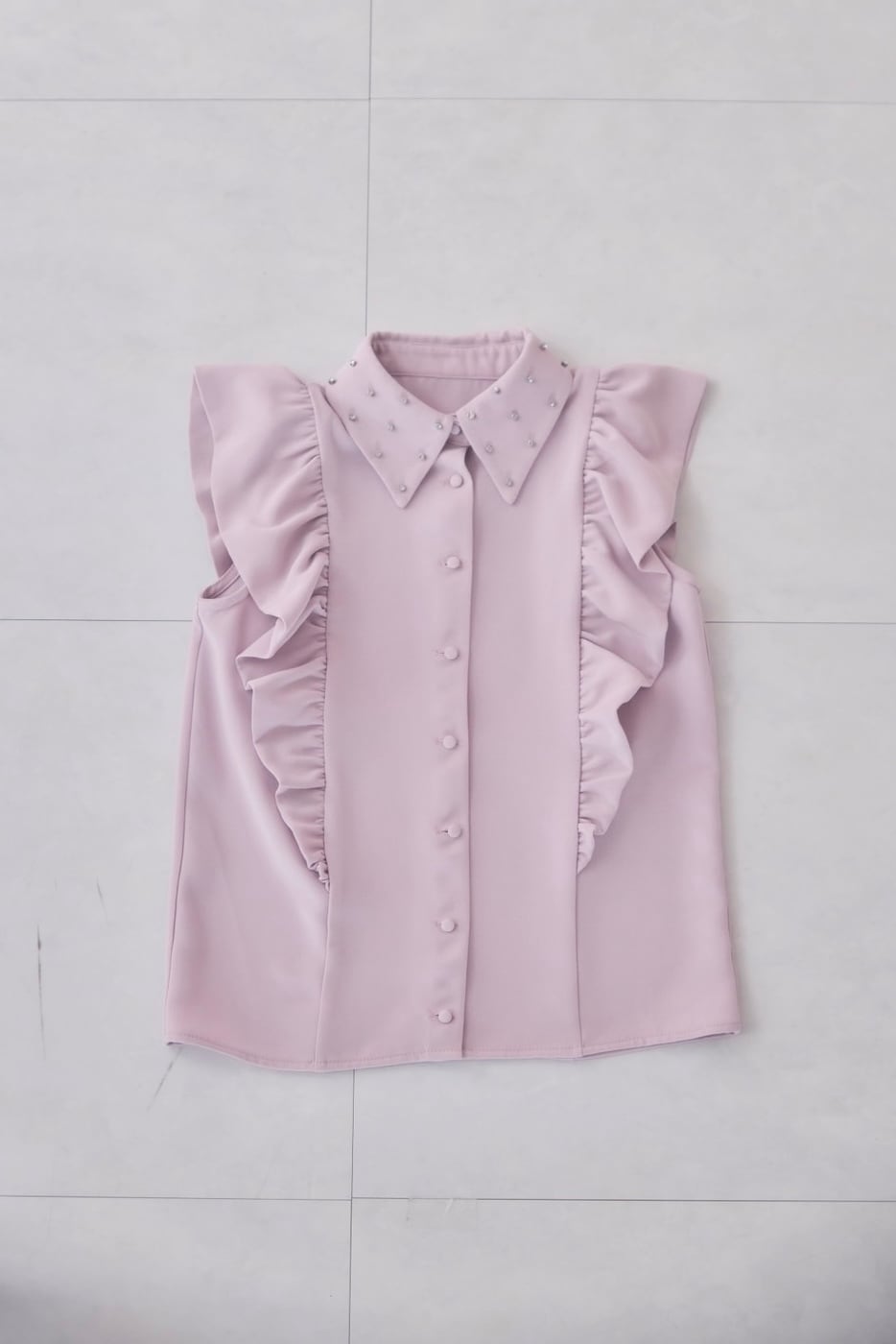 frill sleeve bijou blouse(lavender) | Désir et Raison