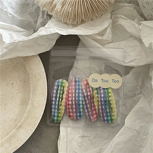 GOODSレトロチェック柄ヘアピン4点セット