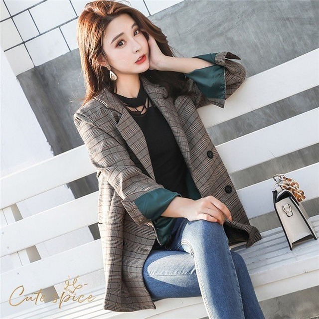 テーラードジャケット スーツジャケット レディース 春秋 ピーコート 40代 ビジネススーツ チェック柄 韓国風 ミドル丈 通勤アウター 新作 オフィス 40代 N Select Shop Shoushou テーラードジャケット スーツジャケット レディース 春秋 ピーコート 40代 ビジネススーツ チェック柄 韓国風 ミドル丈 通勤アウター 新作 オフィス 40代 N Select Shop Shoushou
