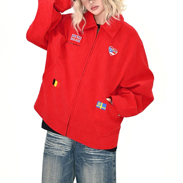 ハートグラフィックバックプリントジャケット 2col R00995