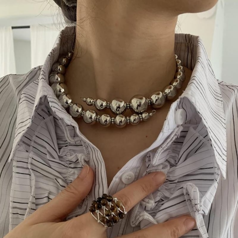 Sphere metal choker necklace V2725