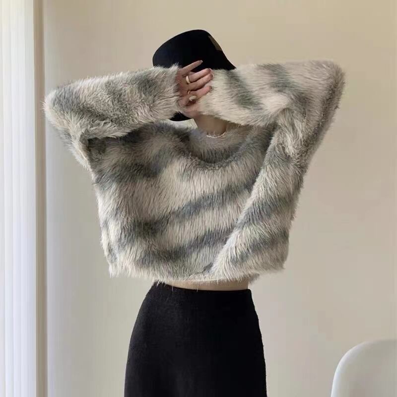 ゼブラ柄シャギーニット AJ222-6258