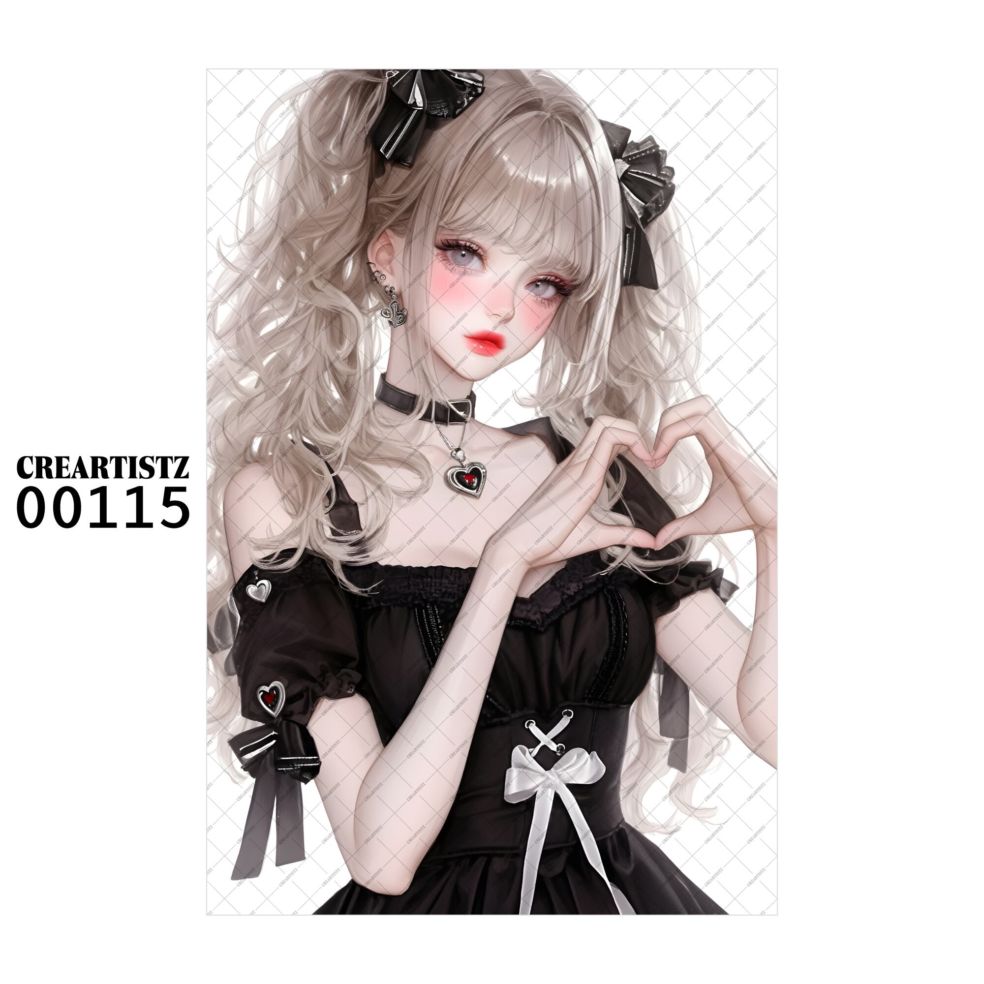 00115 ガール キュート オリジナル ペーパー/ステッカー 4枚セット CREARTISTZ