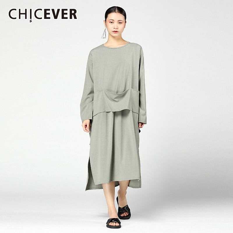 CHICEVERヴィンテージ巾着レースアップドレス女性Oネック半袖ウエスト特大シャーリングミディドレス2020 ショート ハーフスリーブ ビンテージ 6base528911495602