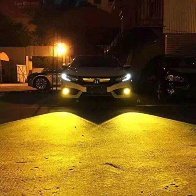 BestQ!CREE製 LED フォグランプ 80W 雨の日も安心 Yellow イエロー発光 LEDフォグランプ【H8 H11 H16 HB4】LEDFOG 無極性 黄色 3000k【ハイブリッド車対応】 (HB4イエロー)