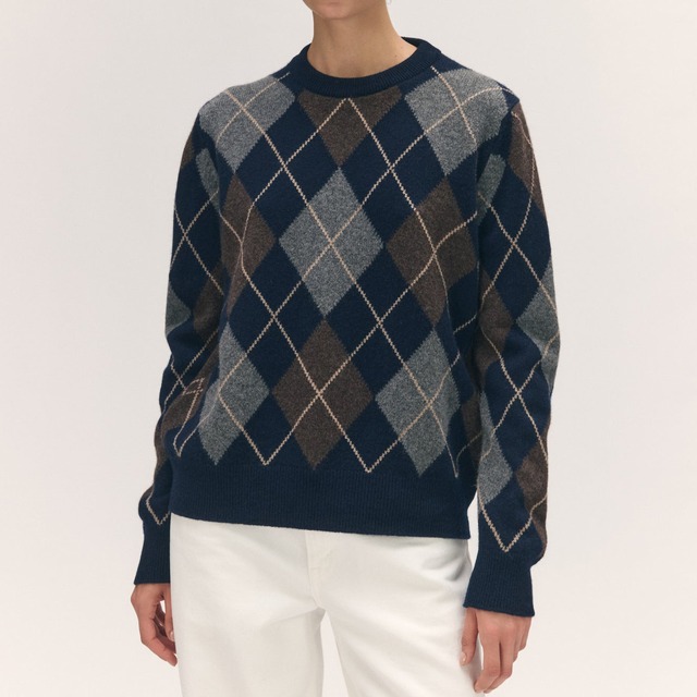 & DAUGHTER　Ava Argyle Crewneck　Navy with Brown