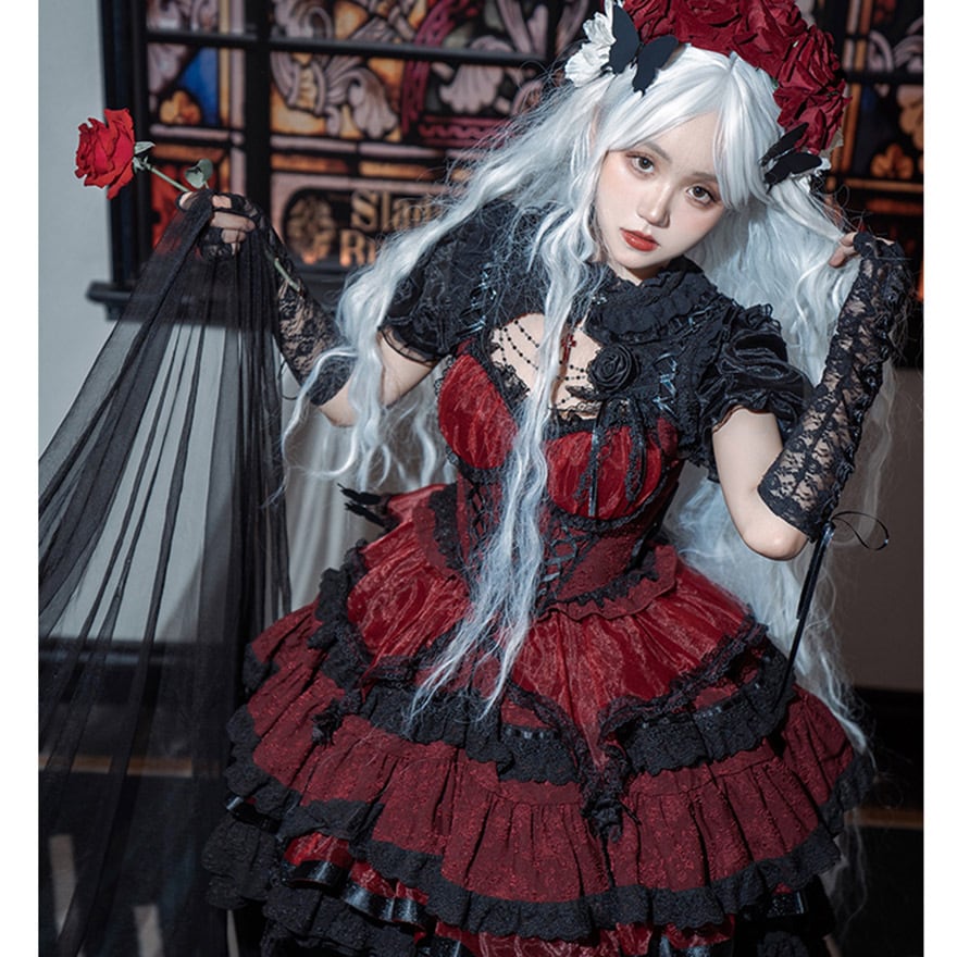 ロリータジャンパースカート フリルワンピース ロリータ Lolita ワンピース ジャンパースカート ジャンスカ ドレス