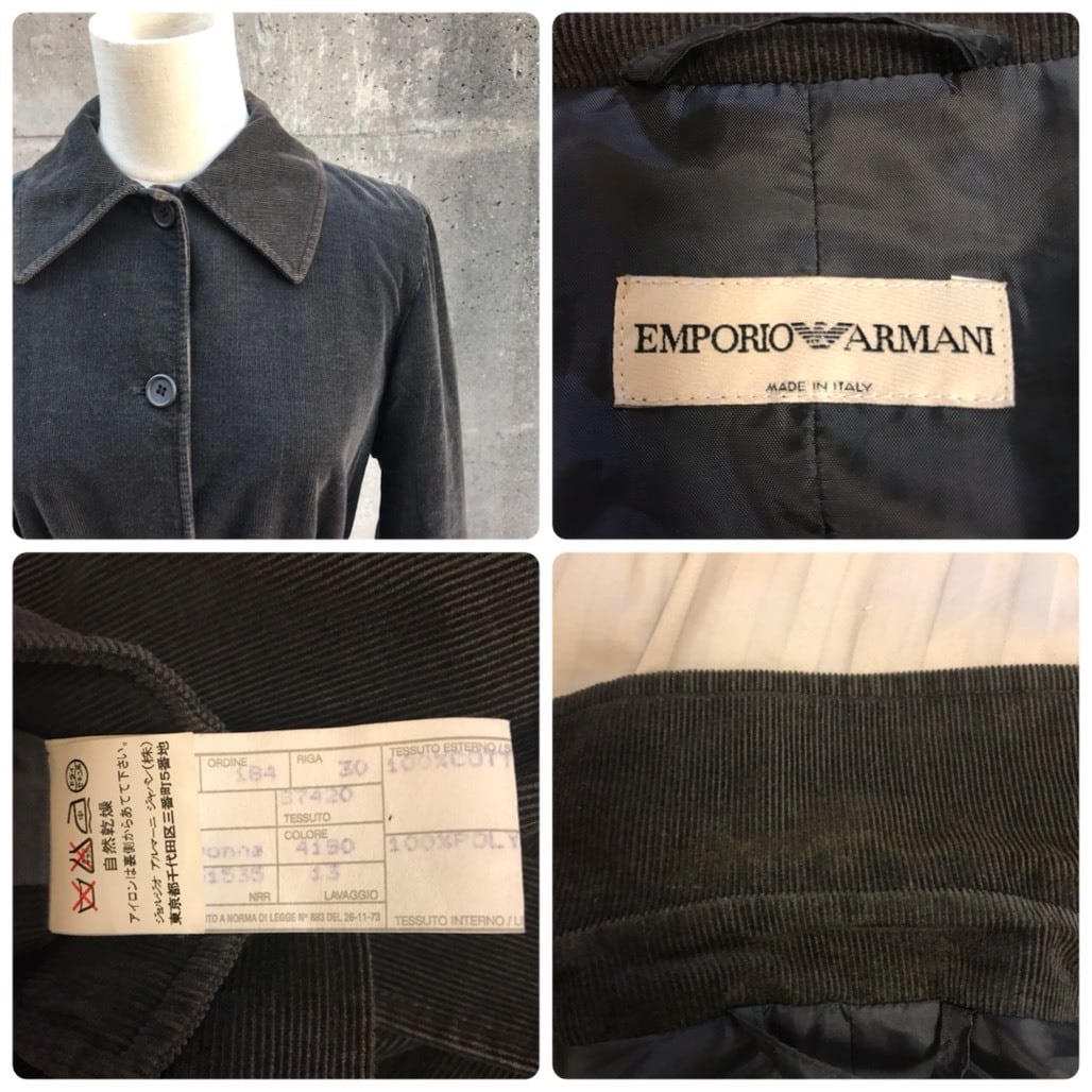 EMPORIO ARMANI ベルト付コーデュロイコートジャケット | BOURNEMOUtH