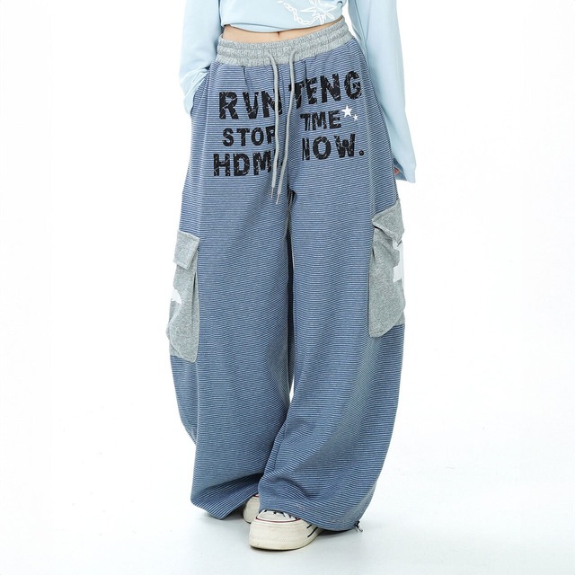 ポルカドットコンビサイドロゴルーズフォルムパンツ 1col   R02456