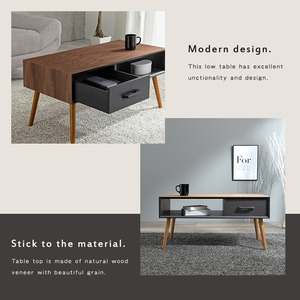 【組立式】センターテーブル 収納 引き出し付き ローテーブル リビング コンパクト スリム 2色展開 幅80cm