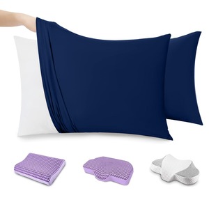 【新着特価】tkone 枕カバー のびのび枕カバー 2枚組 43ｘ63cm枕適用 封筒式 オールシーズン ピローケース 3Dストレッチ Ｔシャツ素材 吸汗 速乾 伸縮 丸洗い .ネイビー