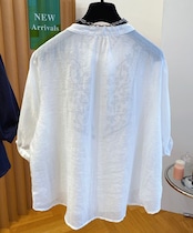 刺繍コットンリネンブラウス