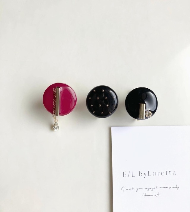 Design SET No.3 - pierce/earring(Black×Black×Magenta) [cc]