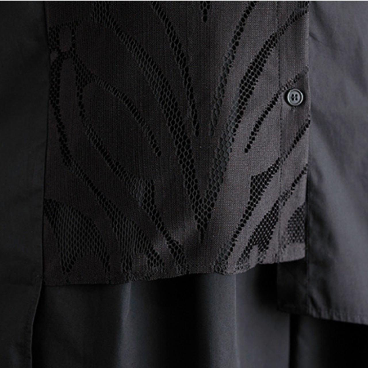 レース切替 ブラック ブラウス  30020