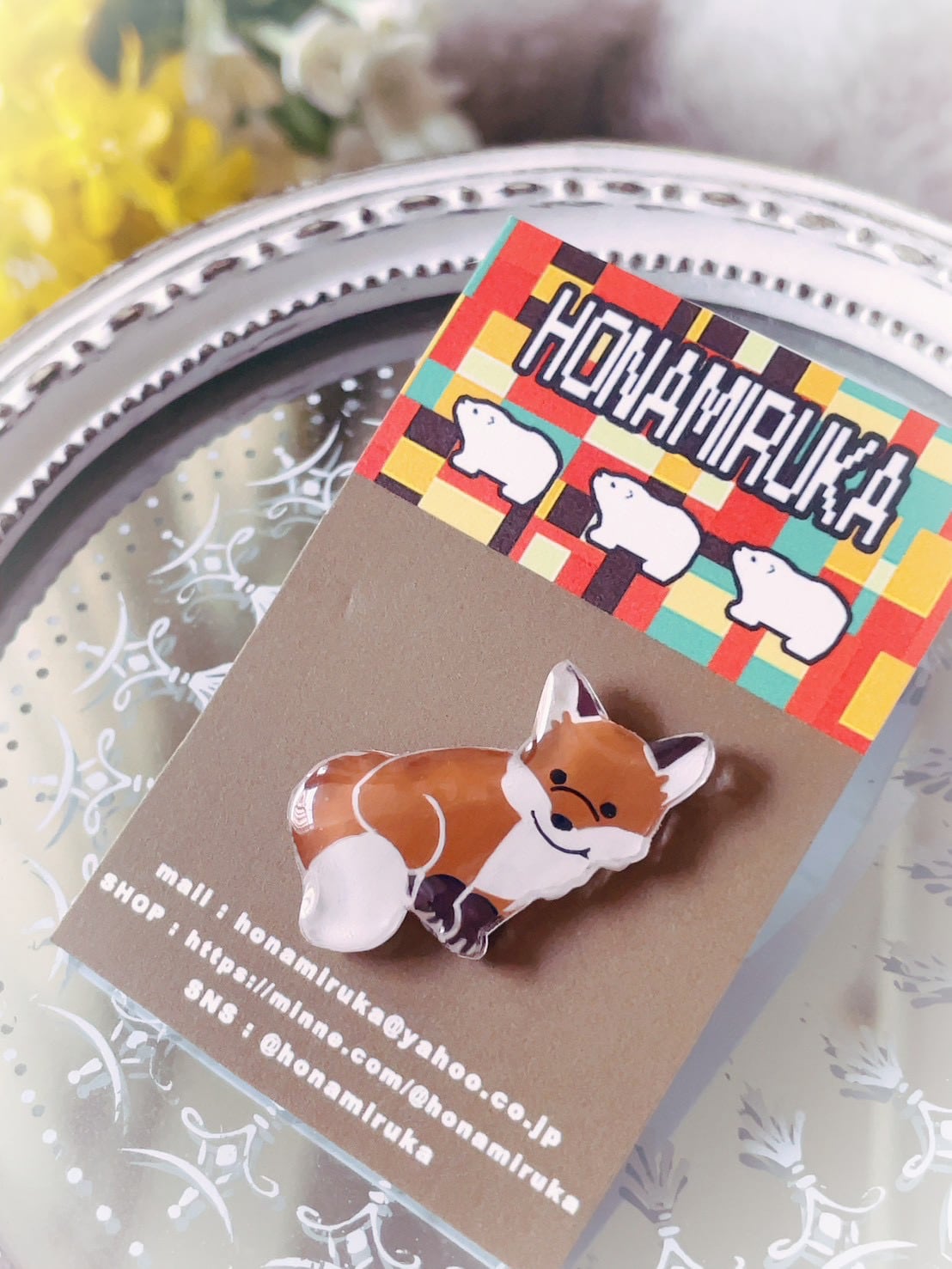 ライチョウ(冬毛)のピンバッチ