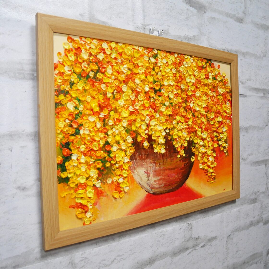 油絵 油彩 油彩画 絵 絵画【ミモザ】B4サイズ | Pay ID