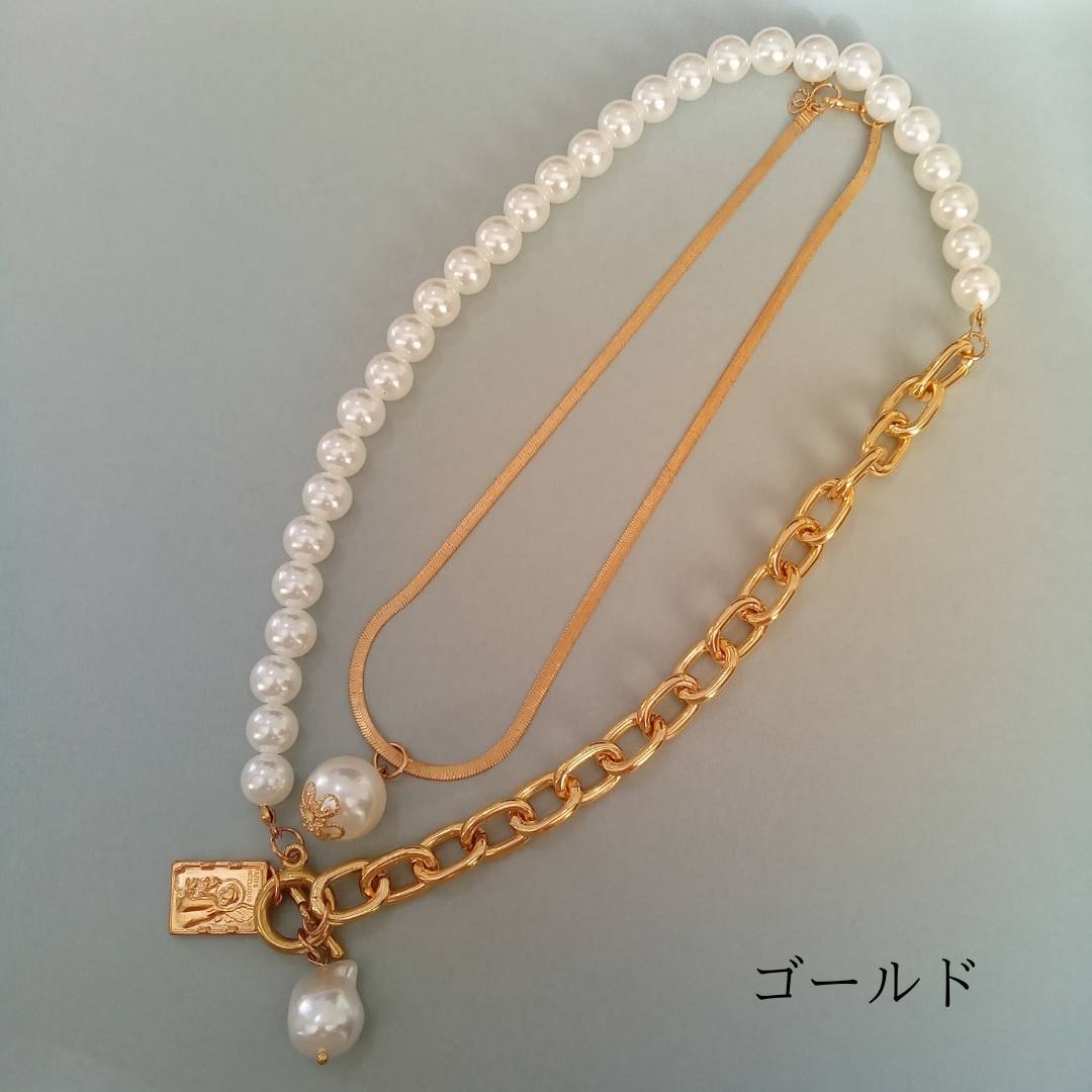 ネックレス 2連ネックレス 3WAY チェーンネックレス ゴールド シルバー 