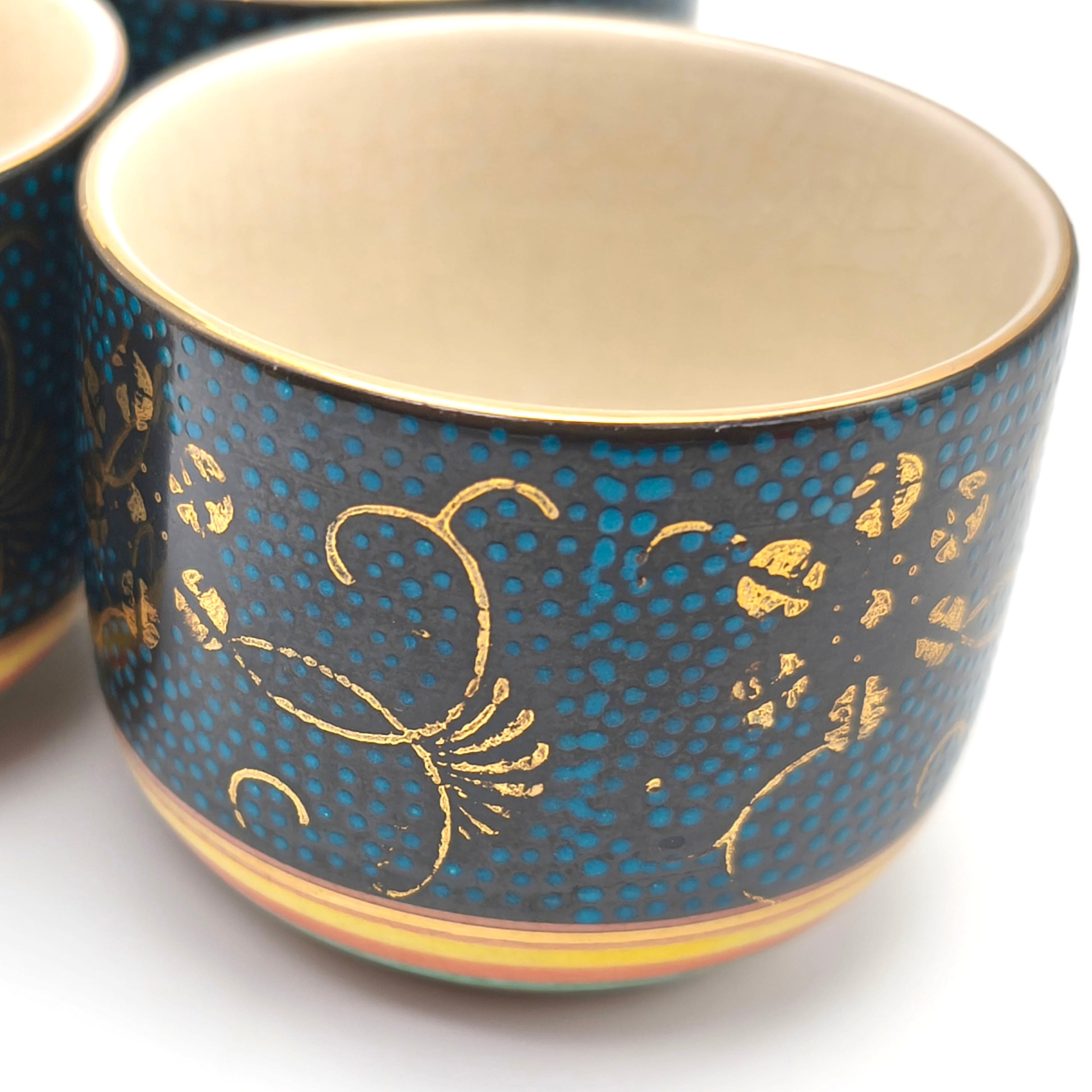 九谷焼・泉峯・お猪口・ぐい呑み・酒器・4個セット・No.250615-14