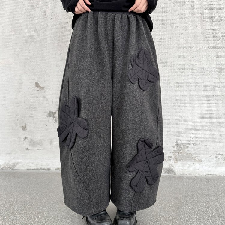 立体モチーフワイドパンツ R30423