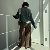 ピーチスキンワイドタックPT/ブラウン