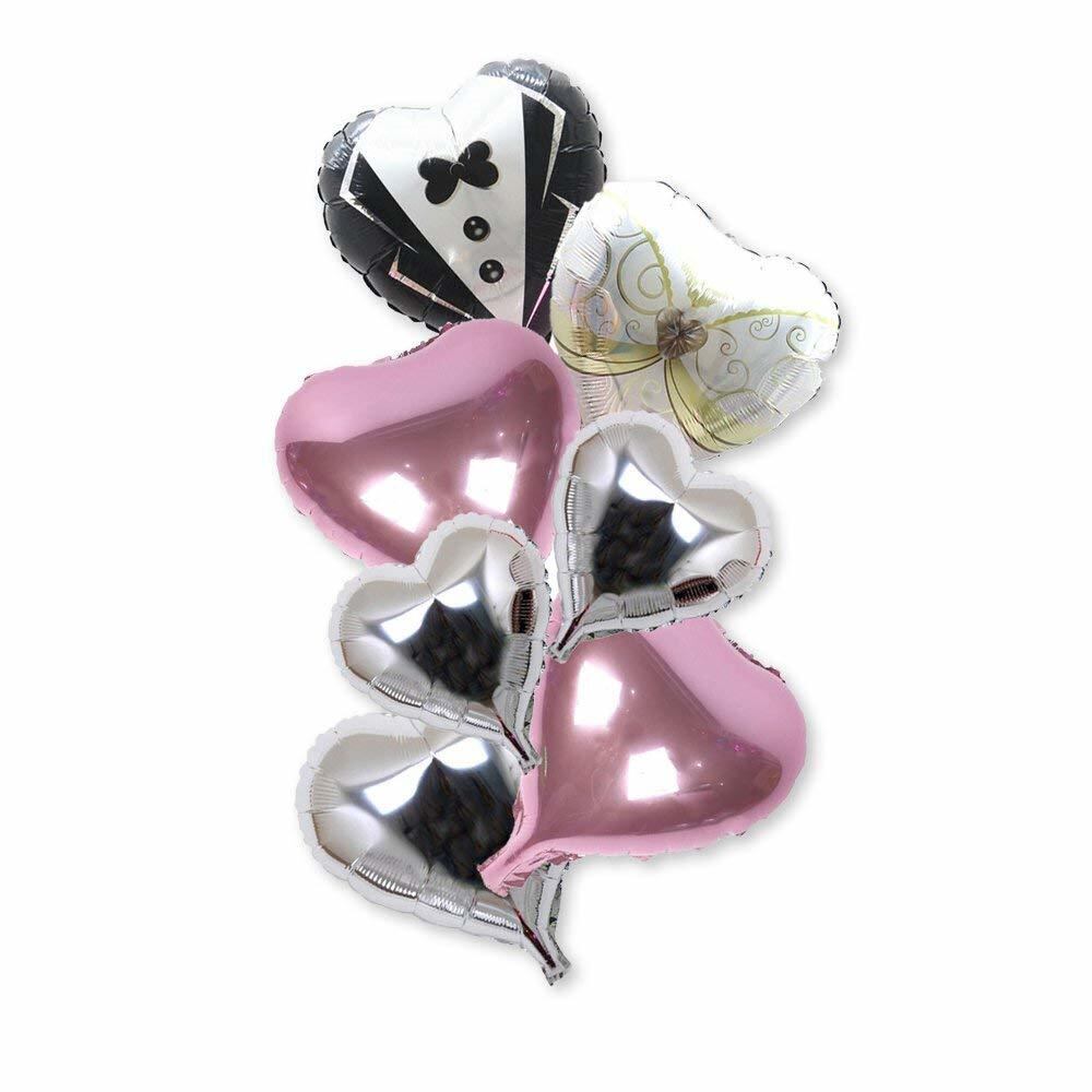タキシード ウエディングドレス バルーン ハート風船 結婚式 二次会 電報 サプライズ お祝い ピンク シルバー 風船のみ Fta061 幸せを運ぶ風船shopフロンティアバルーン