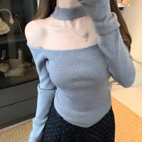 4色／ホルターネックオフショルニット ・74608