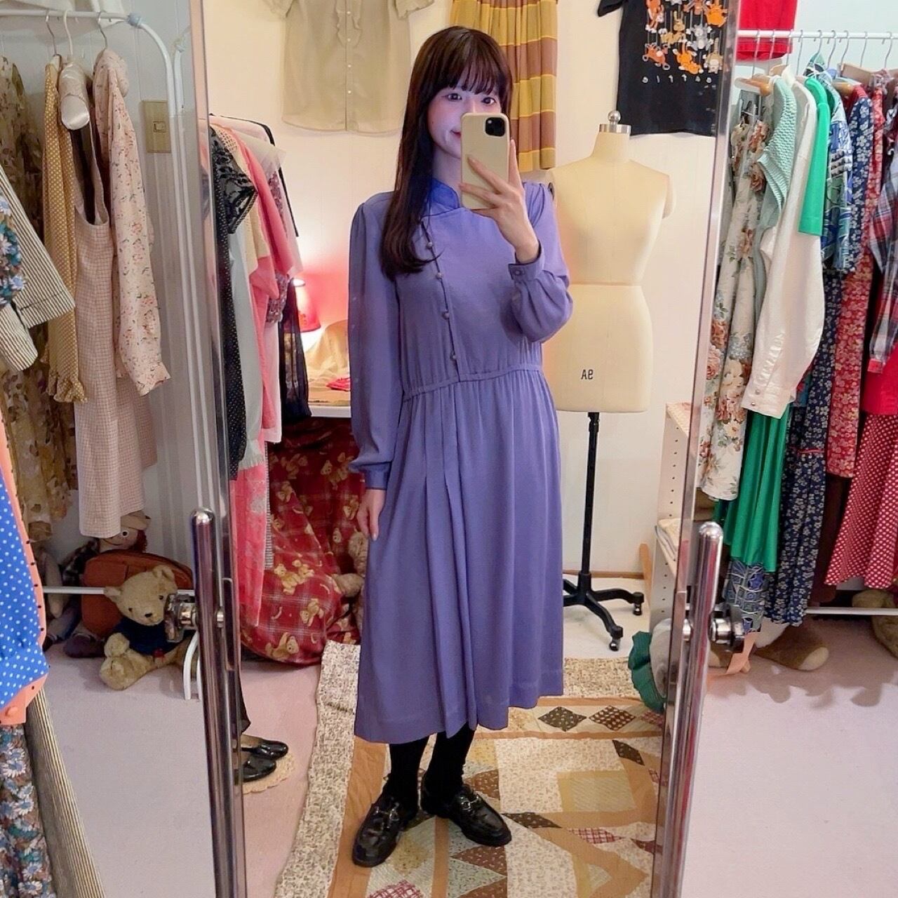 purple asymmetry button one-piece