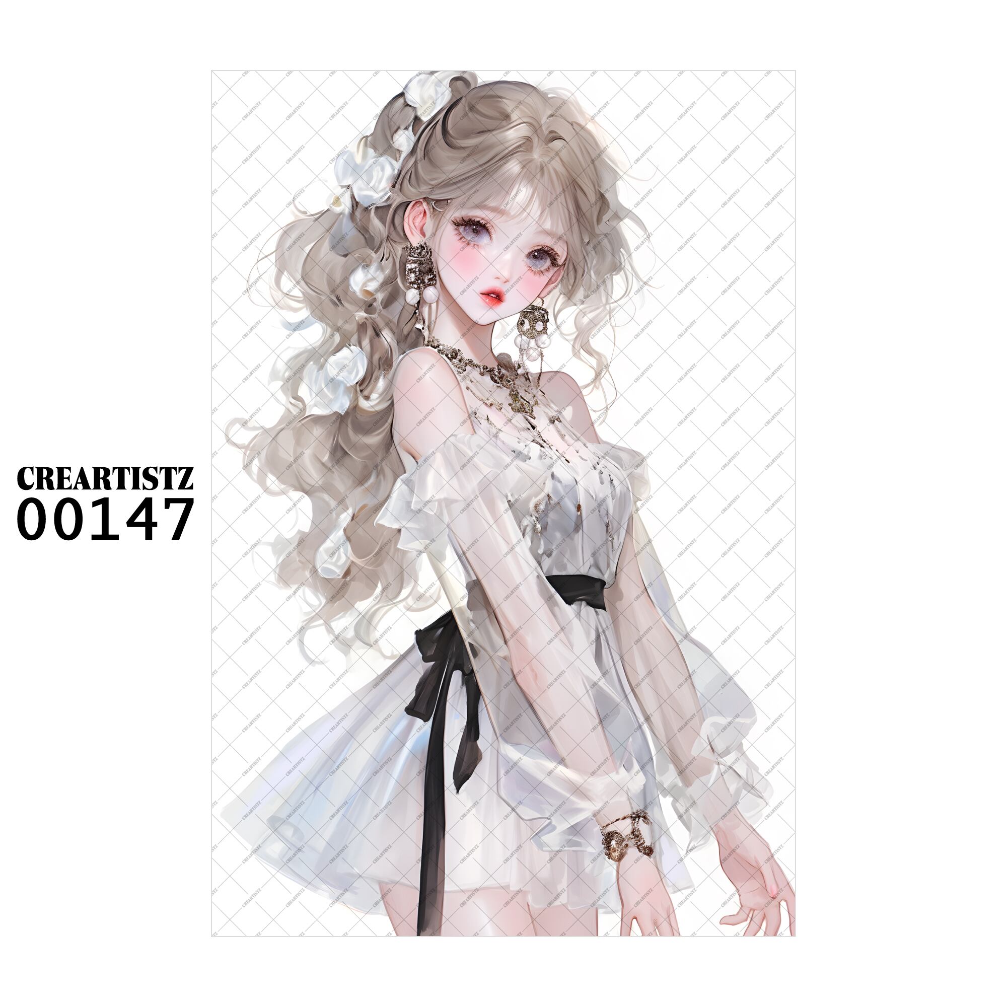 00147 ガール キュート オリジナル ペーパー/ステッカー 4枚セット CREARTISTZ