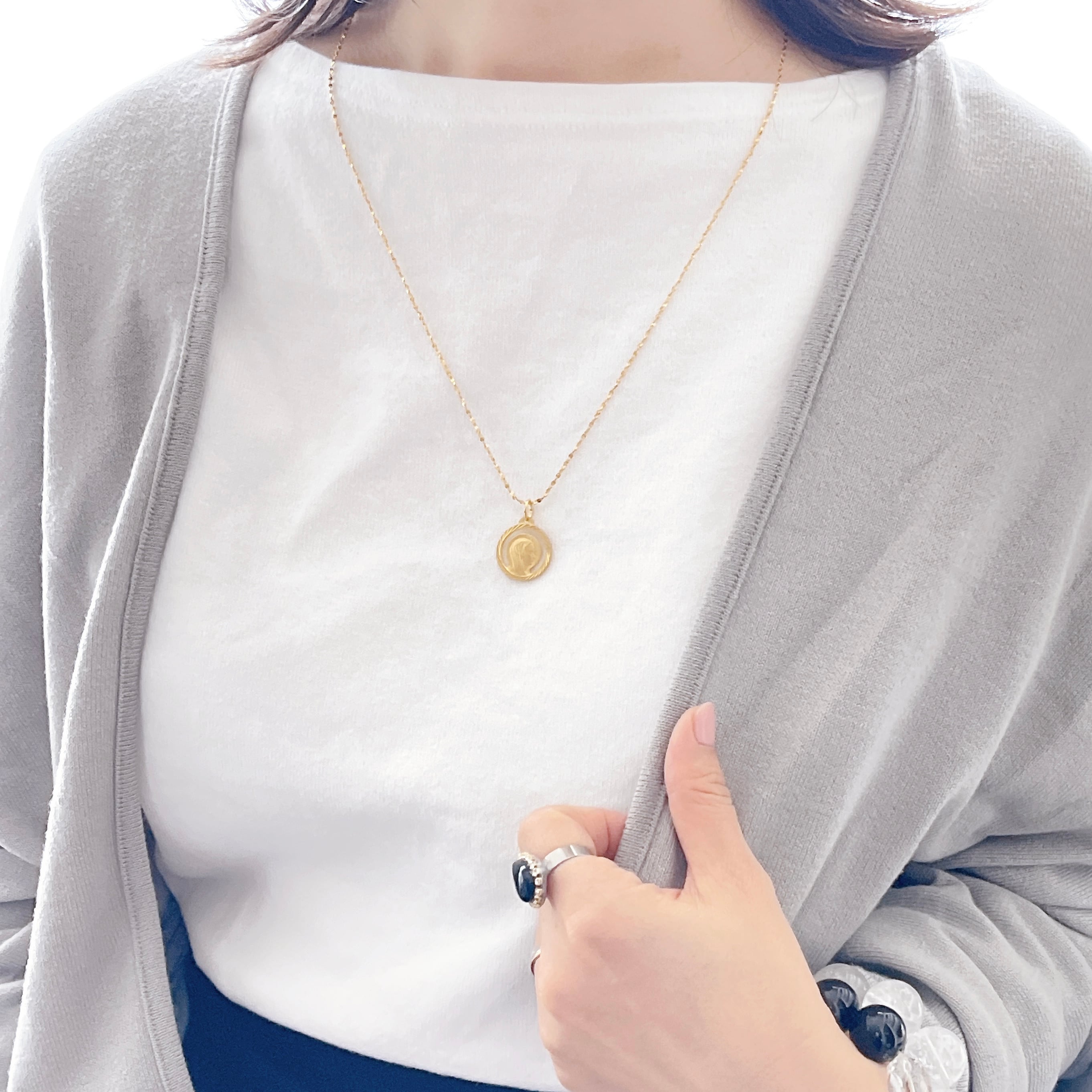 60cmロング 横顔マリア コイン形メダイ Goldスエッジチェーンネックレス✧サージカルステンレス | ✧ Starry Navigation Gems ✧ 天然石・パワーストーン・ジュエリー・アクセサリー・ブレスレット powered by BASE
