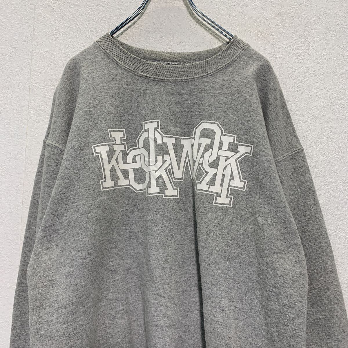 KLOCK WORK プリント スウェット トレーナー M グレー ロゴ バック